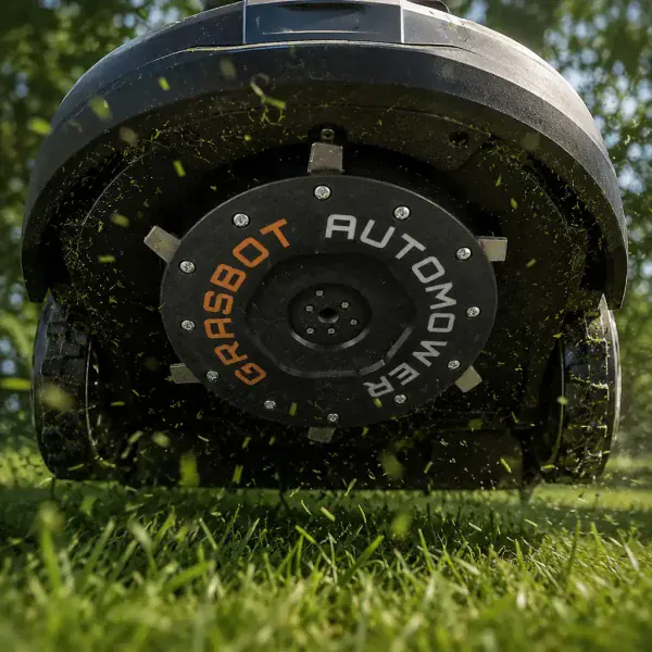 Unterseite eines Husqvarna Automower mit Mähteller